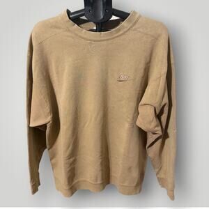 Vintage 90s Distressed Nike Crewneck Sweatshirt Tan Earth Tone Large Made in USA